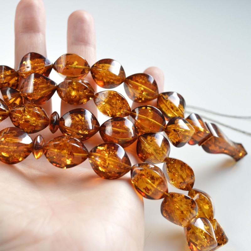 Baltic Amber Tespih Red Cognac Amber Misbaha 33 Beads 51 g Handmade