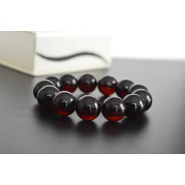 Red Cherry Baltic Amber Bracelet  15.5 mm round beads