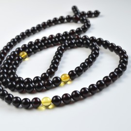 Mala Japa Meditative Rosary of Baltic Amber 63.5 g Cherry Amber prayer beads