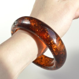 Amber Bangle Bracelet One Piece of Amber Pure Baltic Polished Amber, Baltic Amber Handmade Cuff Bracelet