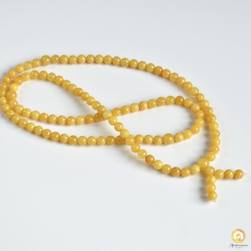 Mala Japa Meditative Rosary of Baltic Amber 29 g Butterscotch Vintage amber color prayer beads