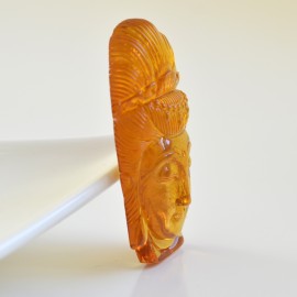 Antique Baltic Amber Chinese Buddha Sculpture Hand Carved Cognac Amber Feng Shui Zodiac
