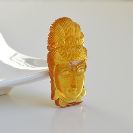 Antique Baltic Amber Chinese Buddha Sculpture Hand Carved Cognac Amber Feng Shui Zodiac