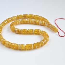 copy of Antique Baltic Amber Misbaha Prayer, Old Baltic Amber Rosary, 33 Barrel Beads 20 x 16 mm, 105 grams