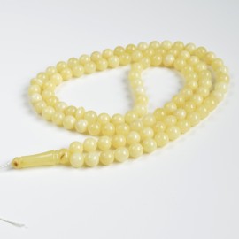 Milky White Misbaha Rosary Prayer, Round Beads Pure 99 slamic Worry Beads 56 g