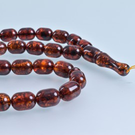 Baltic Amber Tespih Red Cognac Amber Misbaha 33 Beads 56 g Handmade