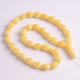 White Milky Baltic Amber Olive Beads 33 Beads 69 g White Amber Islamic Misbaha