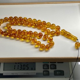 Baltic Amber Tespih Cognac Color Misbaha 48 Beads 113 g