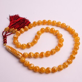 copy of White Amber Round Beads, Ivory White Color Baltic Amber Islamic Prayer Beads 21 g
