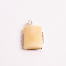 Unique White Baltic Amber Pendant with 925 Sterling Silver