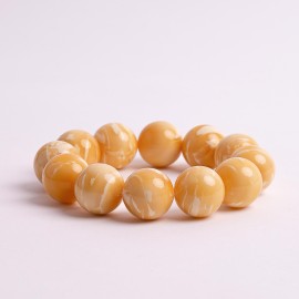 Tiger Amber Round Beads Bracelet, Amber Beads 22.5mm, 76 grams