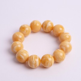 Tiger Amber Round Beads Bracelet, Amber Beads 22.5mm, 76 grams