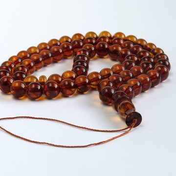 Milky white Baltic Amber prayer beads oval shape 45 beads 111.20 grams