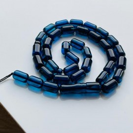 Blue Natural Amber Beads, Blue Amber Rosary 33 Beads Plus 3 Extra Beads