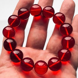 Red Amber Round Beads Bracelet 16mm Beads Size
