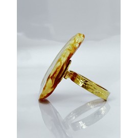 Unique Natural White Baltic Amber Ring 5.81 grams