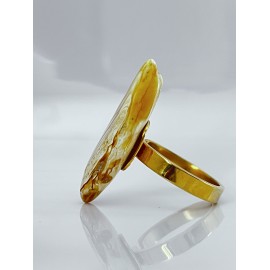 Unique Natural White Baltic Amber Ring 4.84 grams
