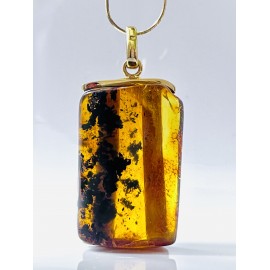 Unique Gold And Black Baltic Amber Pendant 14.41 grams