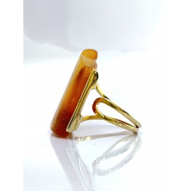 Unique Gold Baltic Amber Ring 10.74 grams