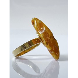 Unique White With Gold Baltic Amber Ring 6.67 grams