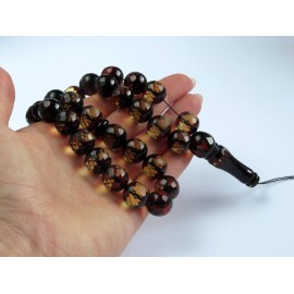 Egg Yolk Baltic Amber Prayer Beads  60.20 grams round beads 12.9 mm