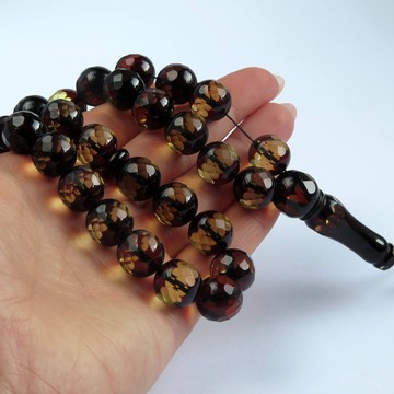 Egg Yolk Baltic Amber Prayer Beads  60.20 grams round beads 12.9 mm