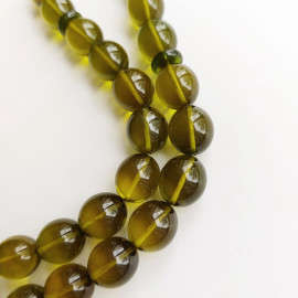 Green Amber Rosary 33 Oval Beads Islamic Prayer 80.6g Misbaha