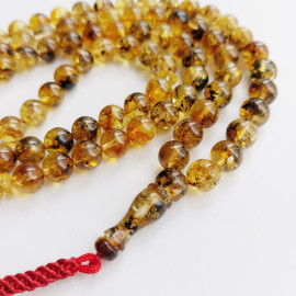 Green Amber 99 Round Beads 9mm Misbaha Islamic Prayer