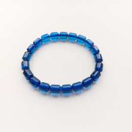 Blue Amber Bracelet Barrel Beads 9.6g