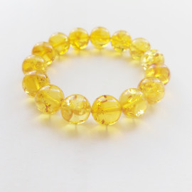 Sunny Amber Gold Color Bracelet , Amber Bracelet, 14 mm, 22.6 grams