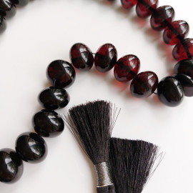 Cherry Natural Amber Oval Beads, Deep Red Baltic Amber Islamic Prayer 33 Beads 84.6 g