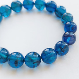 Blue Amber Bracelet 10mm Beads, Handmade Bracelet