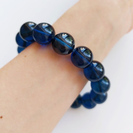 Blue Amber Beaded Bracelet, 23 grams Natural Handmade Bracelet