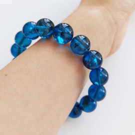 Blue Amber Beaded Bracelet, 16 g Natural Amber Handmade Bracelet