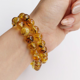 Set of Two Amber Bracelets, Green Yellow Amber