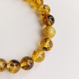 Set of Two Amber Bracelets, Green Yellow Amber