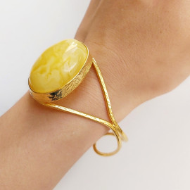 Yellow Amber Bracelet, Adjustable Bracelet 23g