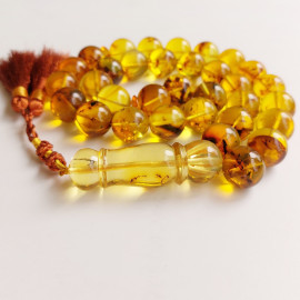 copy of Baltic Amber Insects Tespih Orange Color Misbaha 45 Beads 18 mm 143 g Handmade