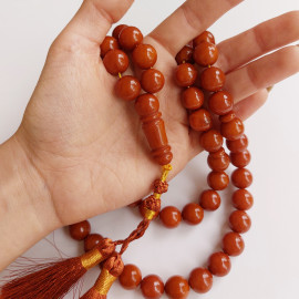 Vintage Orange Amber, Islamic Prayer 99 Beads, Handmade Rosary 102.5 g