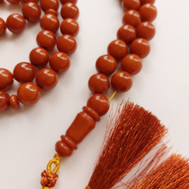 Vintage Orange Amber, Islamic Prayer 99 Beads, Handmade Rosary 102.5 g