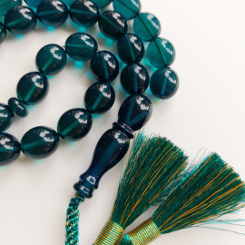 Turquoise Islamic Prayer Beads, Amber Rosary 55g