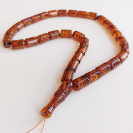 Red Cherry color Baltic Amber Islamic Prayer Beads 81 g 18 x 13 mm Deep Tea rosary