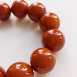 Rare Dark Orange Amber Beads Bracelet, 20 mm, 52.2 grams