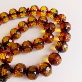 Pure Amber Diamond Cut Beads Rosary 33 beads 59.8 grams