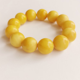 Natural Unpolished Amber Round Beads Egg Yolk Color Bracelet 38 grams