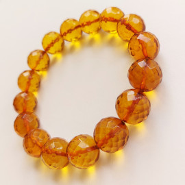 Faceted Cognac Color Genuine Baltic Amber Wristbracelet 24g