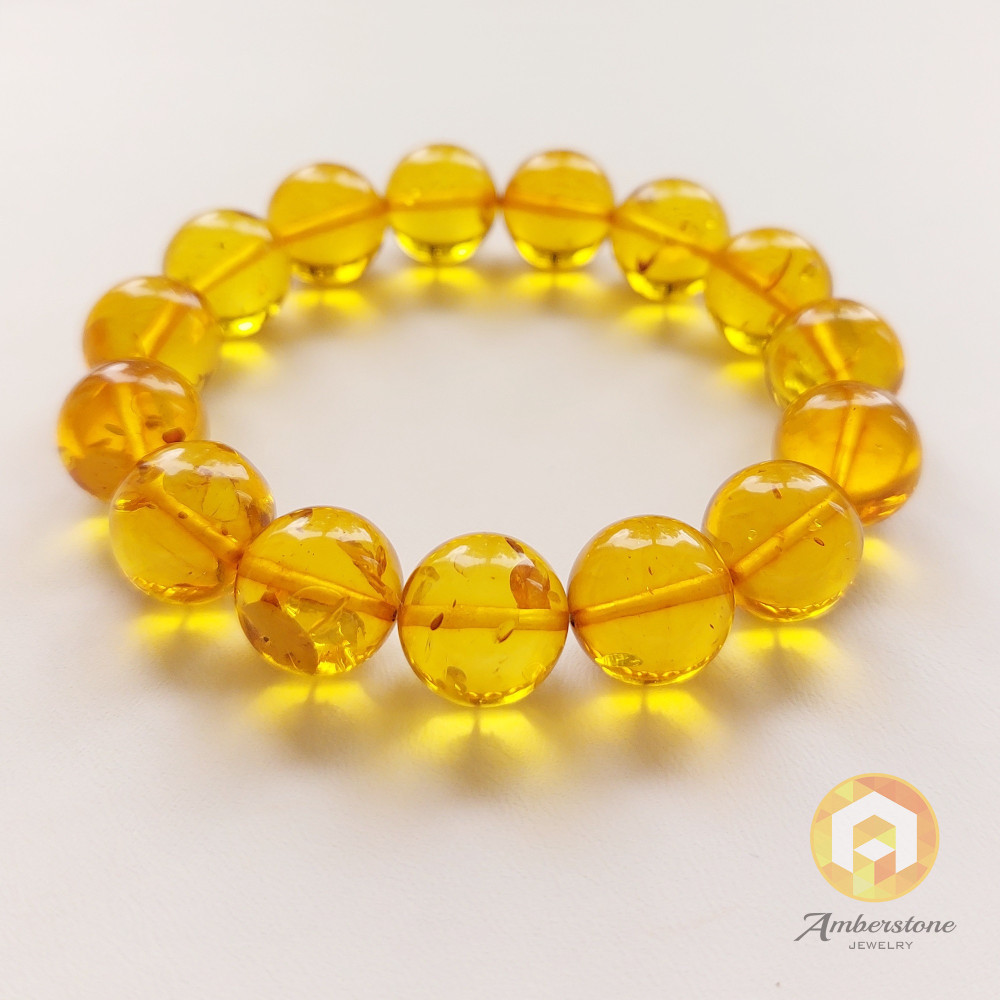 Yellow Cognac Amber Bracelet 18g