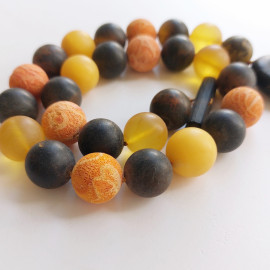 Multicolor Natural Amber Necklace Round Beaded 17mm 48cm