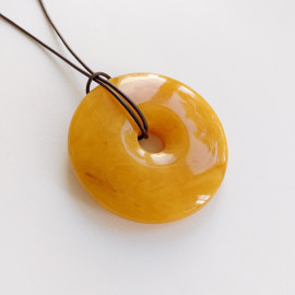 Unique Baltic Amber Pendant Butterscotch Donut