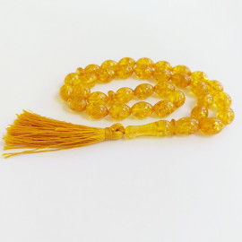 copy of Baltic Amber Green Round Beads Rosary made of one stone 99 beads 21.4 grams